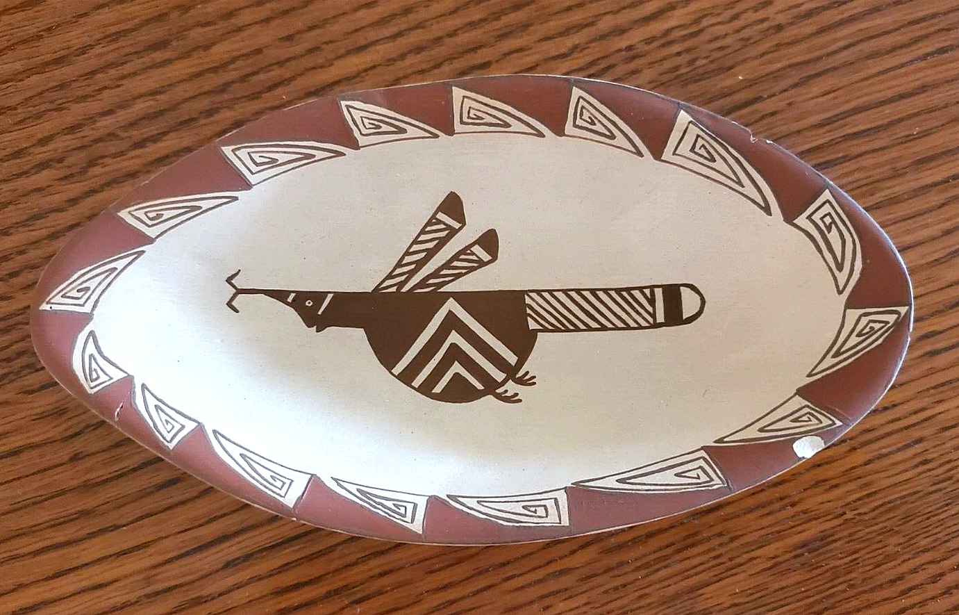 Mata Ortiz Geometric Art Pottery Plate Dish