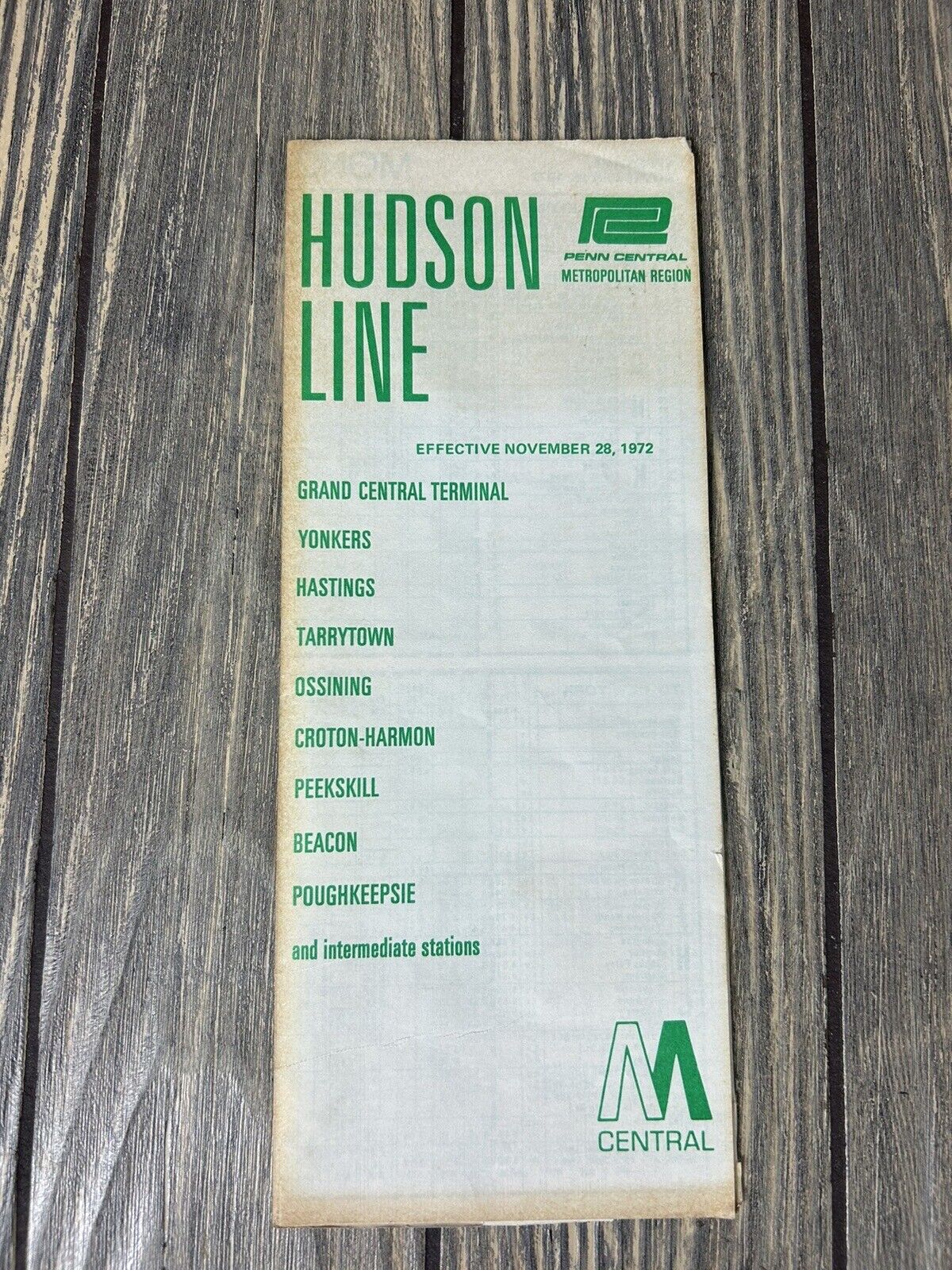 Vintage November 28 1972 Hudson Line Penn Central Metropolitan Line 