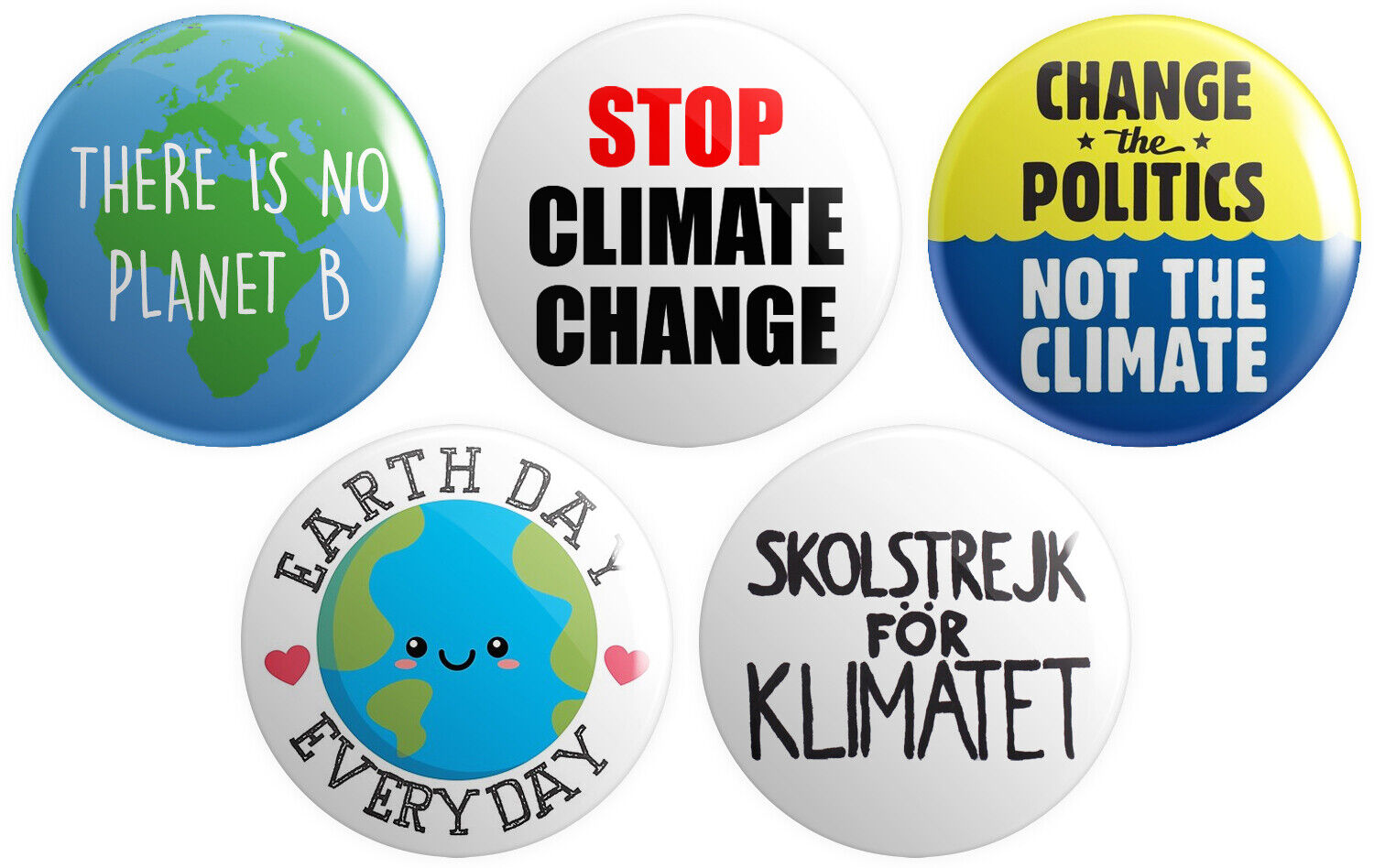 5 x Climate Change BUTTON PIN BADGES 25mm 1 INCH | Logo Extinction Rebellion