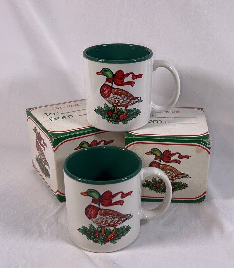 NOS Vintage 1987 Potpourri Press Christmas Goose Coffee Mug with Box 2 Available