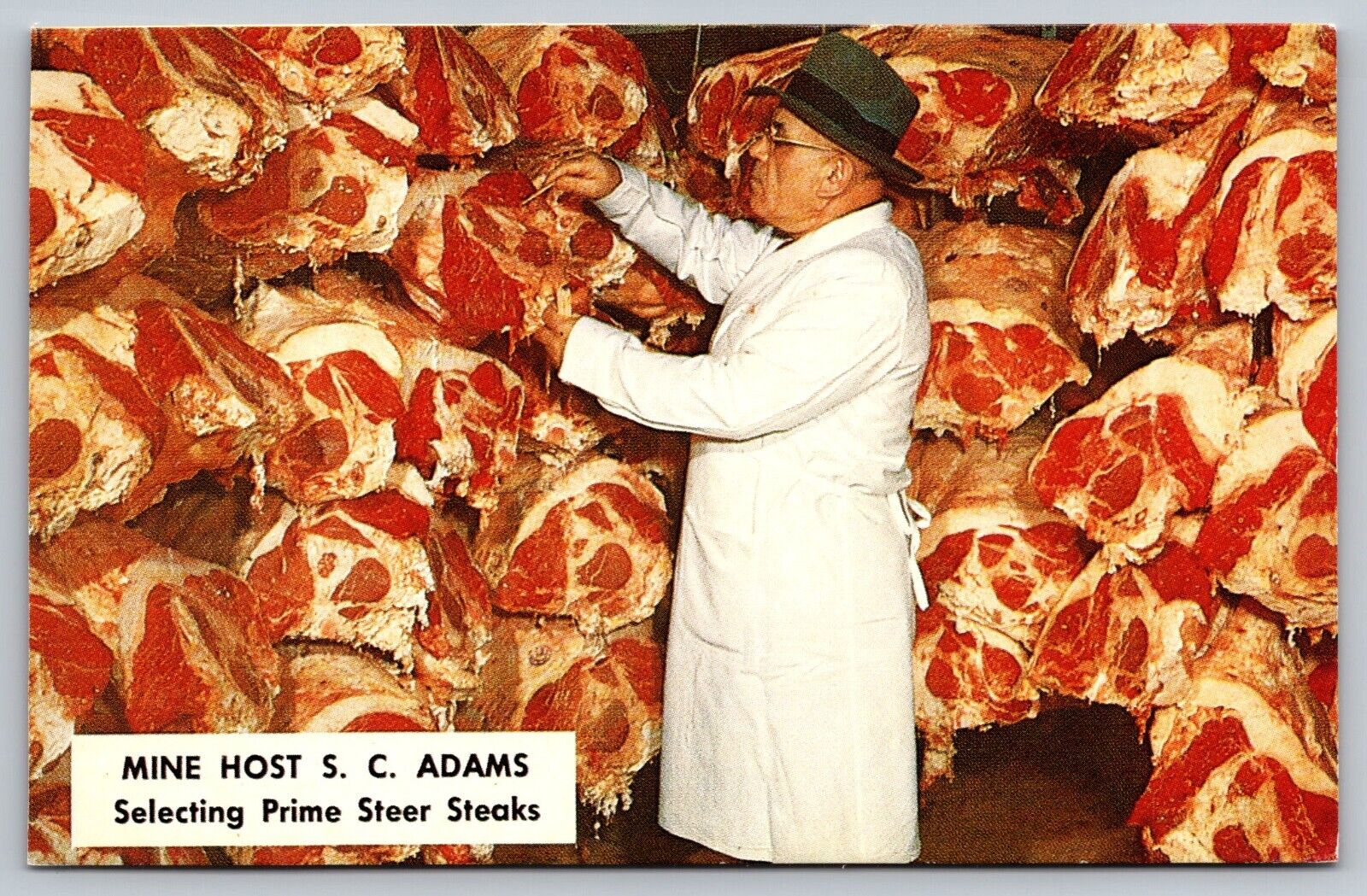 Postcard Selecting Prime Steer Steaks Der Adamshurst Haus Ellison Bay WI  A4