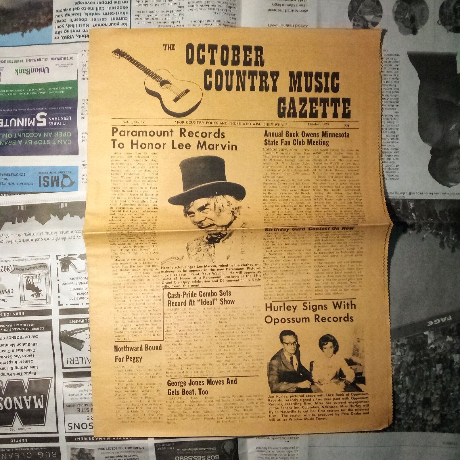 The October Country Music Gazette 1969 Lee Marvin Buck Owens