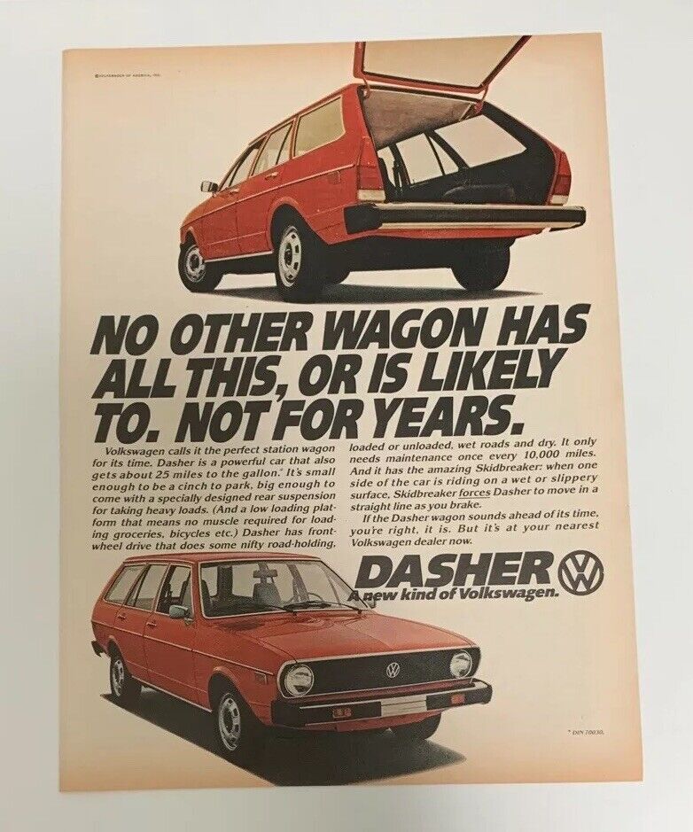 1974 Volkswagen VW Dasher Wagon Print Ad A New Kind Of Volkswagen