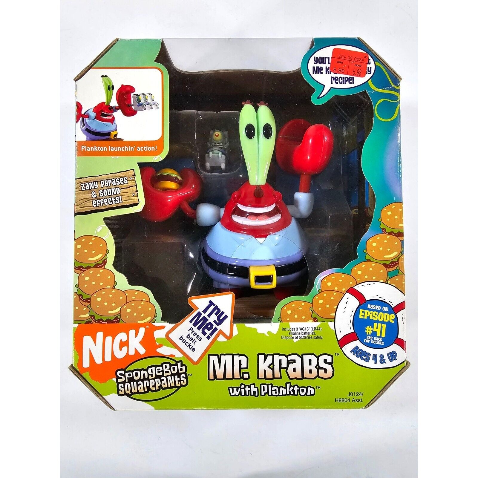 Nick Spongebob Squarepants Mr Krabs With Plankton Episode #41 NEW NIB 2005