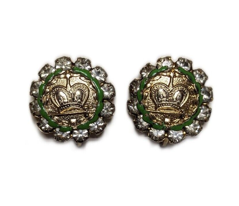Vintage Order of Amaranth Goldtone Jeweled Screw Clasp Earrings 