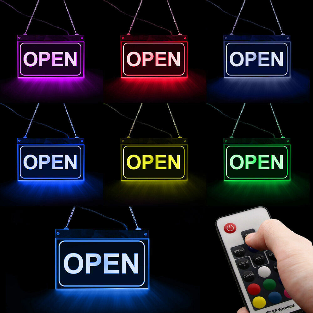 LED RGB Open Neon Light Business Sign for Shop Bar Hotel Windows Hanging Artwork