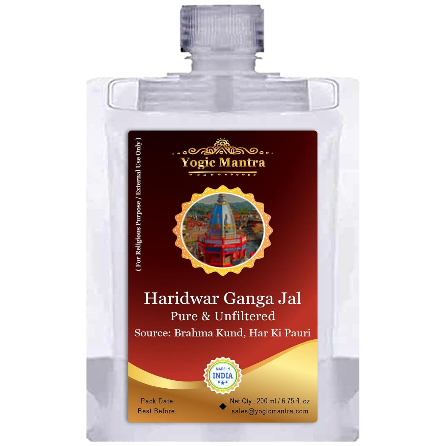 Gangajal (200 Ml Pure, Natural, Unfiltered Ganga Jal Water) Ganges Holy Water So