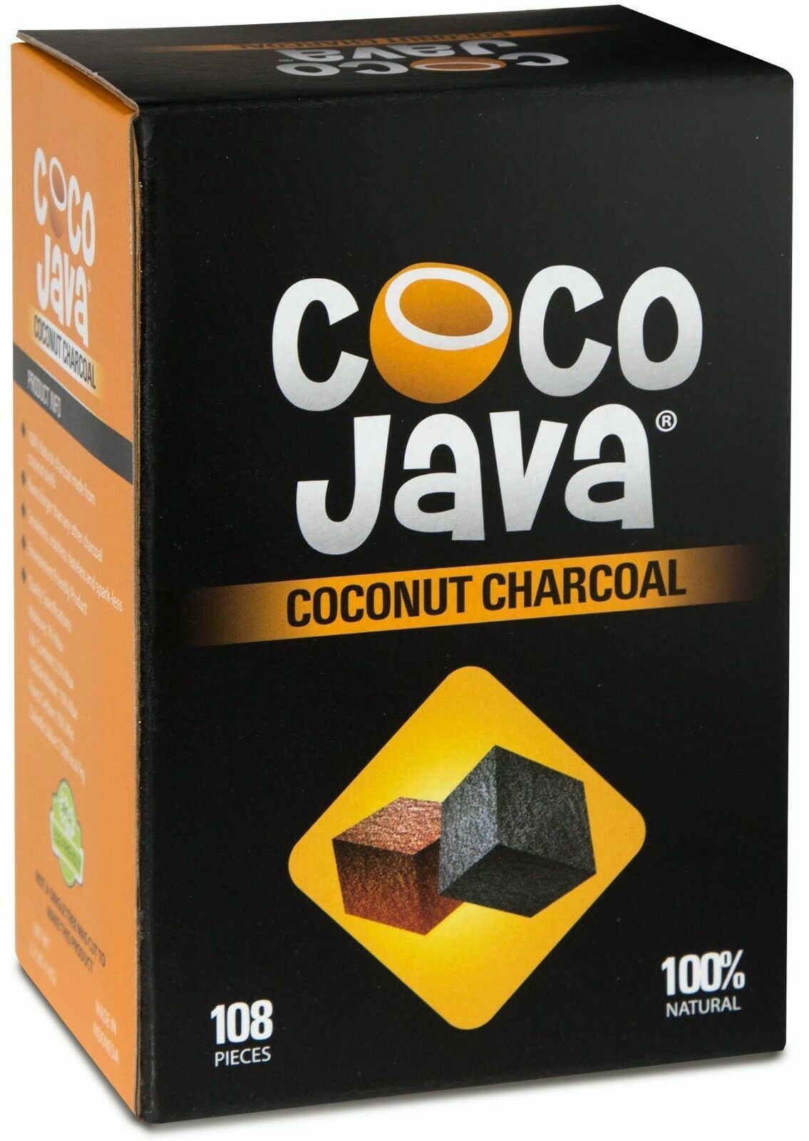 Coco Java Natural Coconut Hookah Charcoal Shisha Coal 108 Pieces / 1 KG Flats