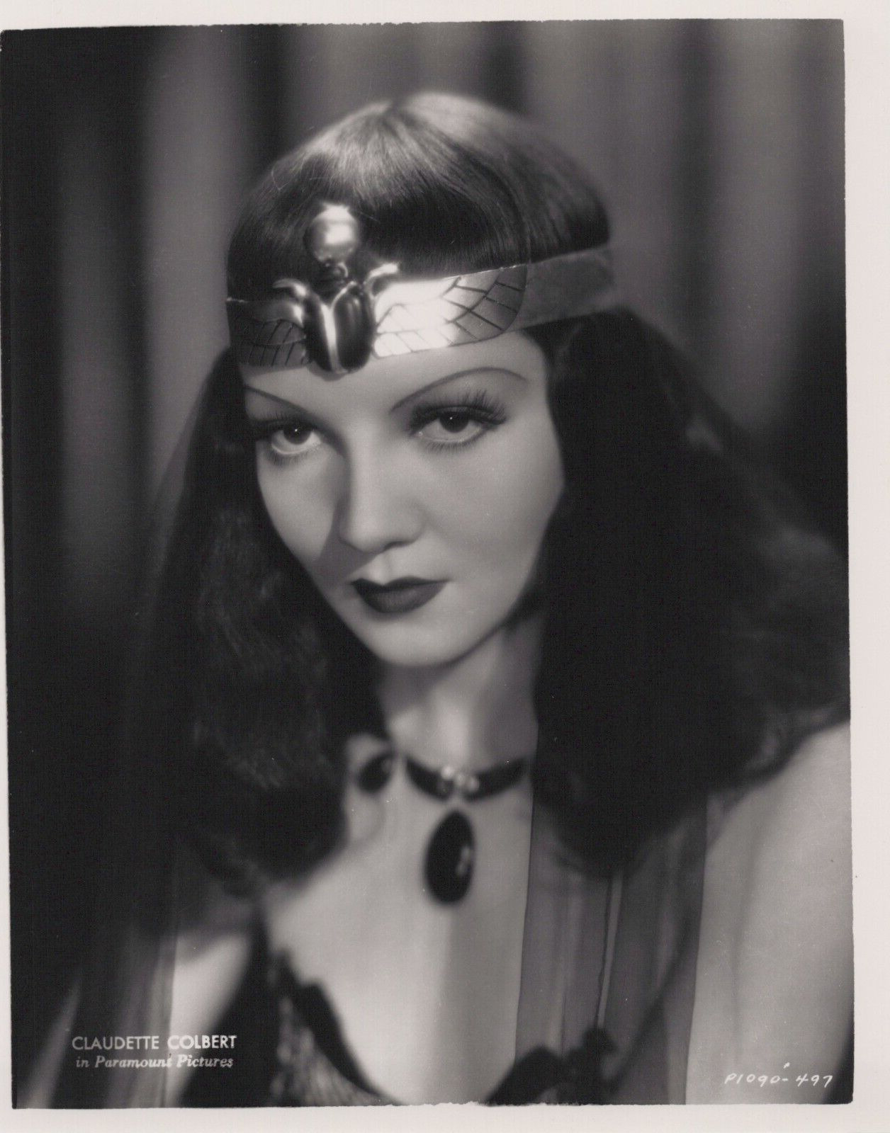 HOLLYWOOD BEAUTY CLAUDETTE COLBERT in CLEOPATRA PORTRAIT 1970s Photo C41