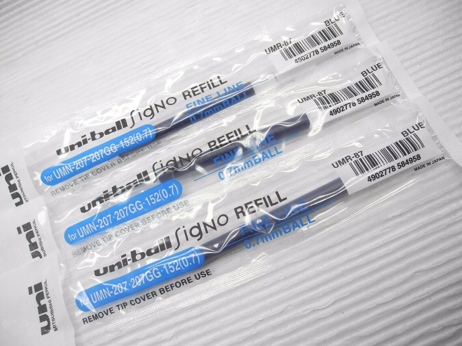 (Tracking No.)6pcs refill UNI-BALL UMR-87 0.7mm roller ball pen Blue(Japan)