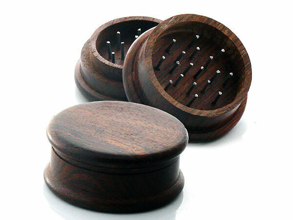 1- QUALITY WOOD Tobacco Herb Grinder ~ Approx.  2  x 1 Inches Metal teeth