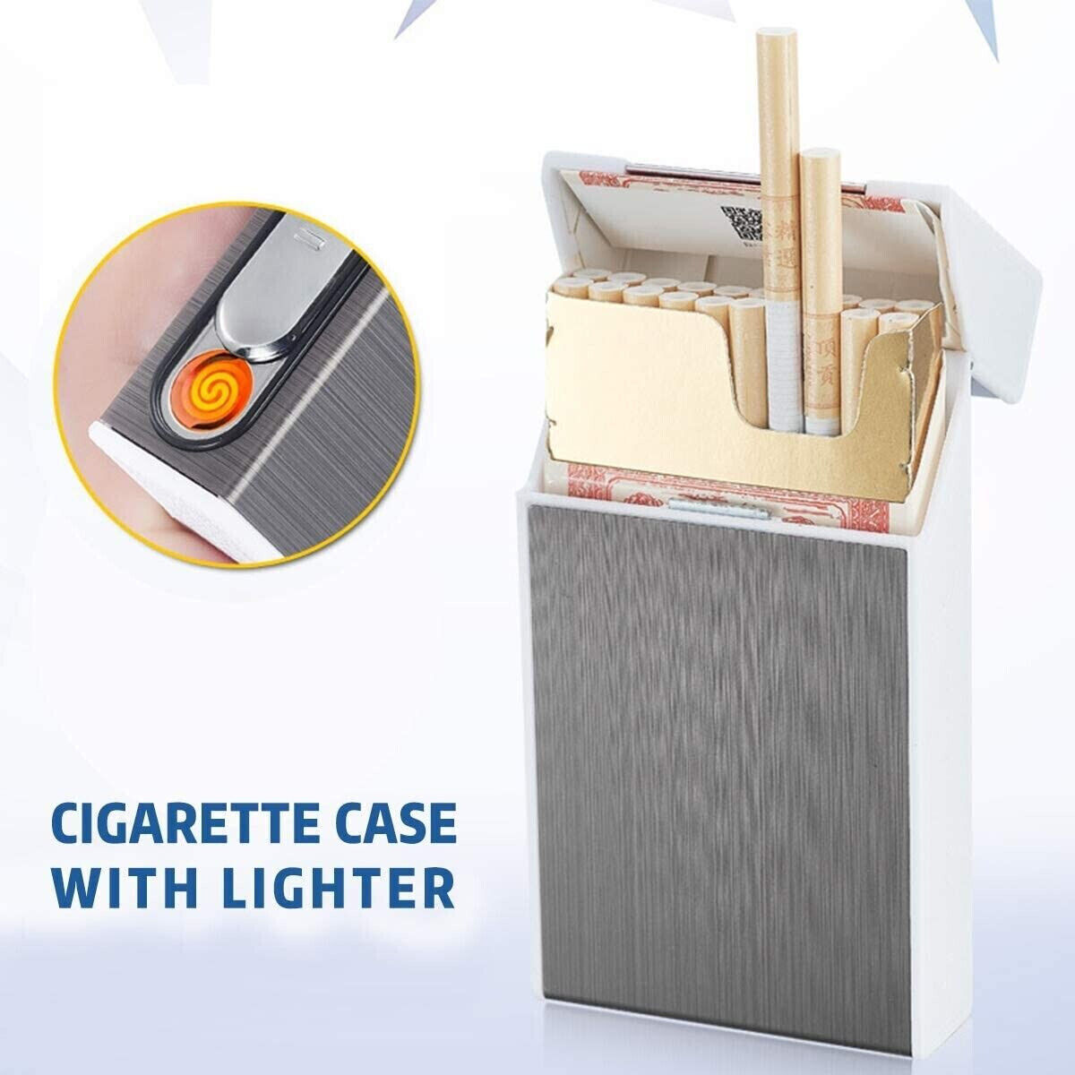 100s Size Cigarette Case Smoke Tobacco Box Lightweight Holder Windproof Lighter