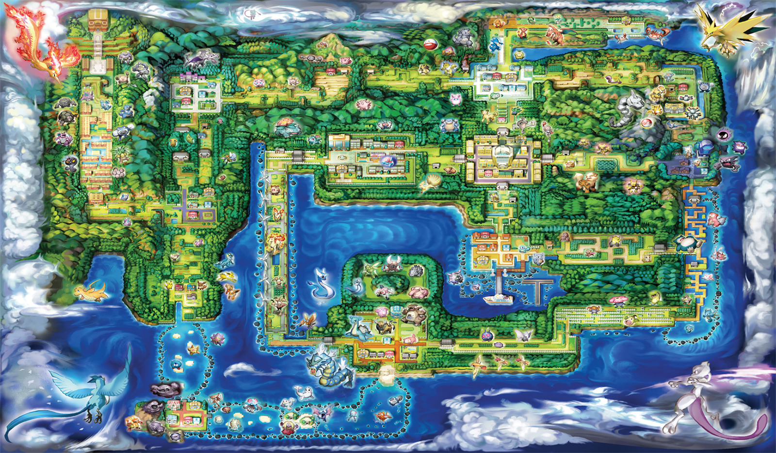 Pokemon Kanto Region Map Giant mousepad | TCG playmat |  Yu-Gi-Oh | Pokemon TCG