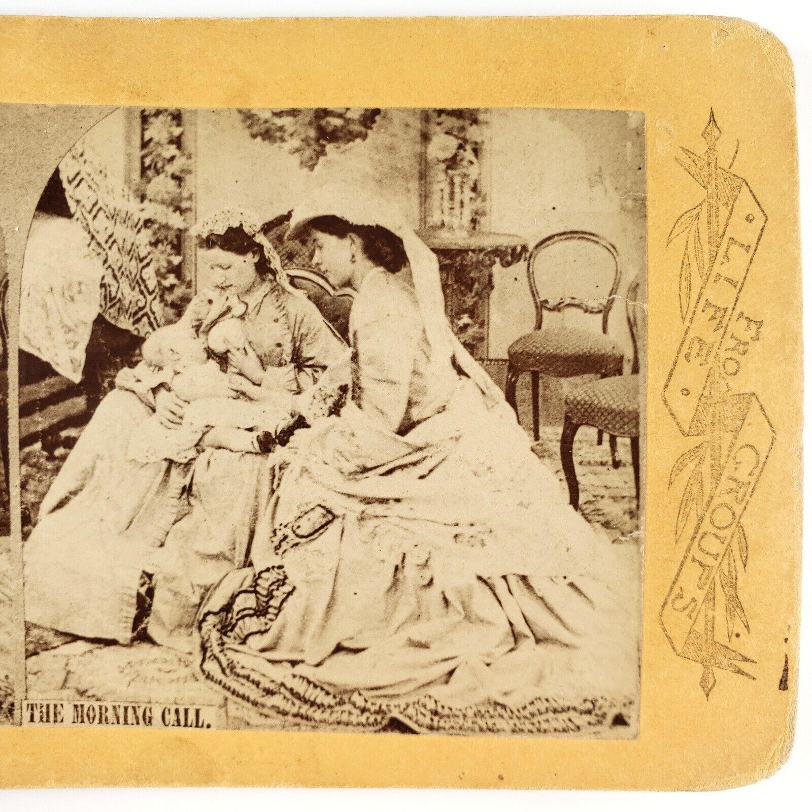 Victorian Woman Breastfeeding Stereoview c1875 Morning Call Mother Baby Art G635