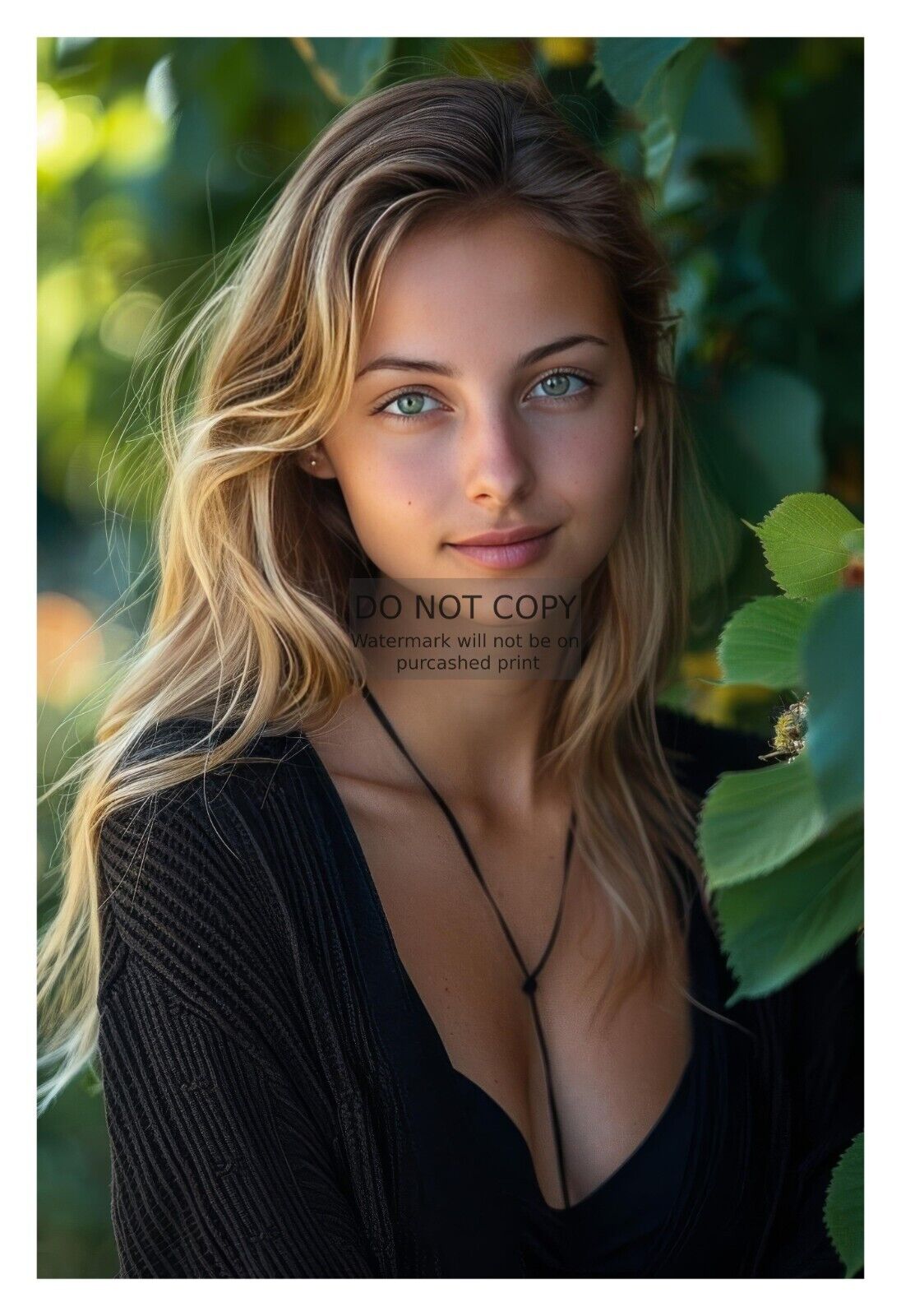 GORGEOUS YOUNG SEXY BLONDE MODEL LADY IN BLACK TOP 4X6 FANTASY PHOTO