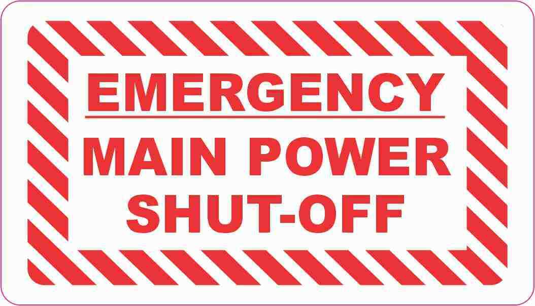 3.5in x 2in Emergency Main Power Shut-Off Magnet Magnetic Business Sign