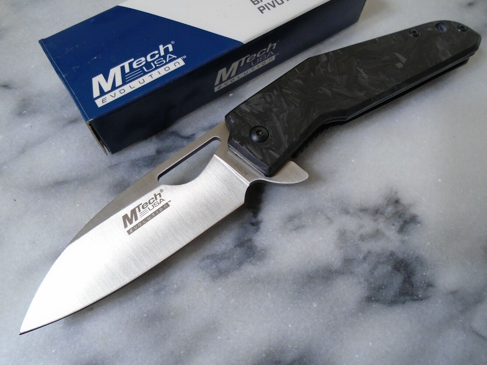 Mtech Evolution Ball Bearing Open Pocket Knife Carbon Fiber 8Cr13 MTE-FDR035BL