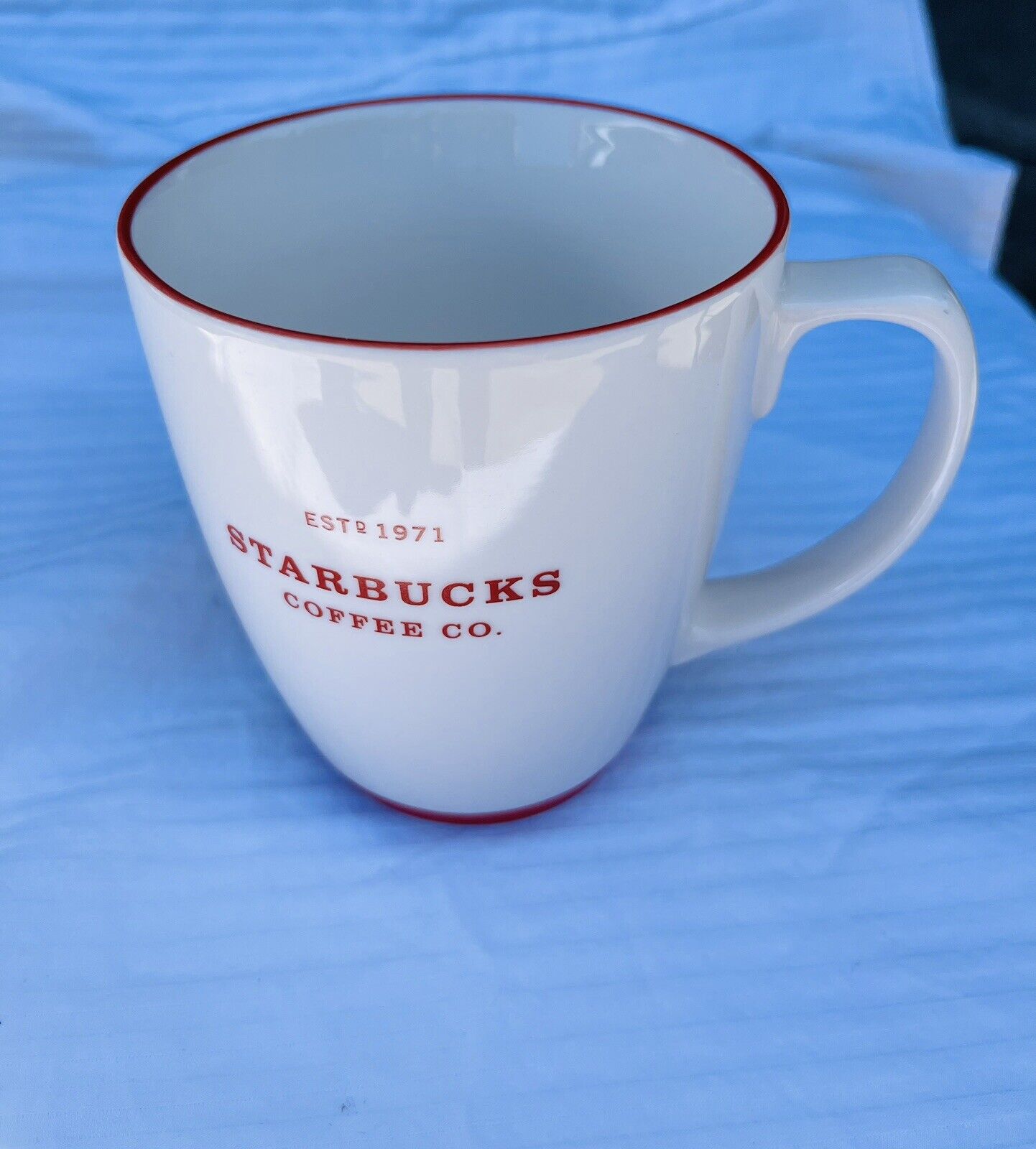 Starbucks Coffee Mug Cup Company Est 1971  White / Red 2008 Large 16oz