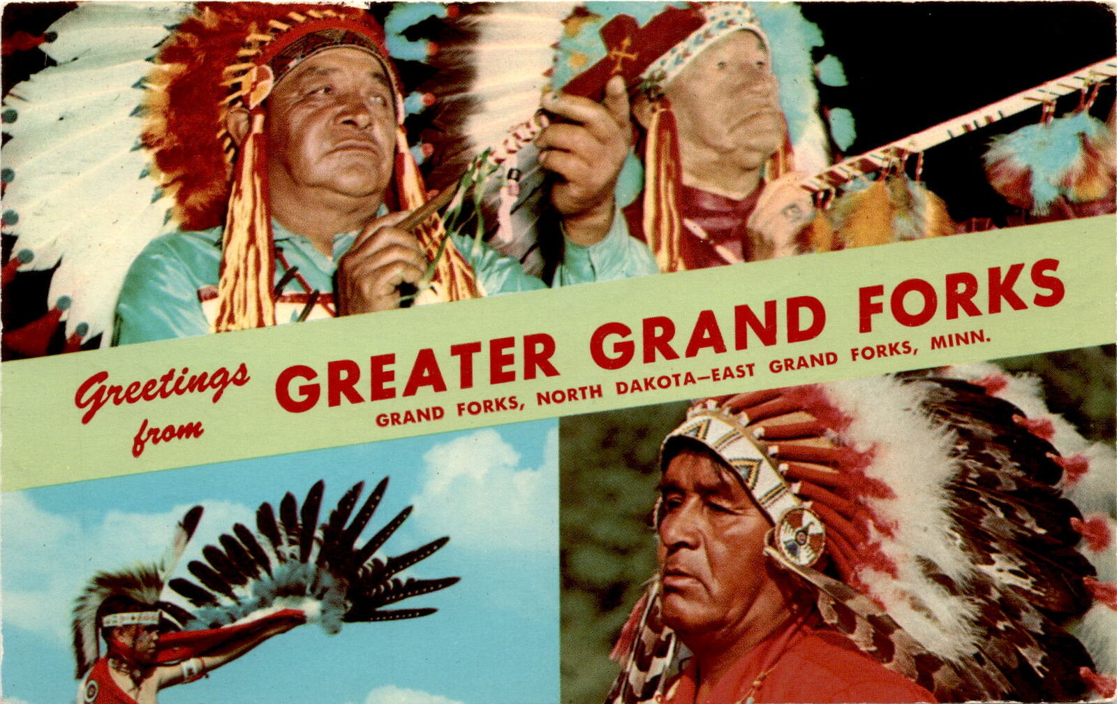 Grand Forks, North Dakota, East Grand Forks, Minnesota, Arvilla, Postcard