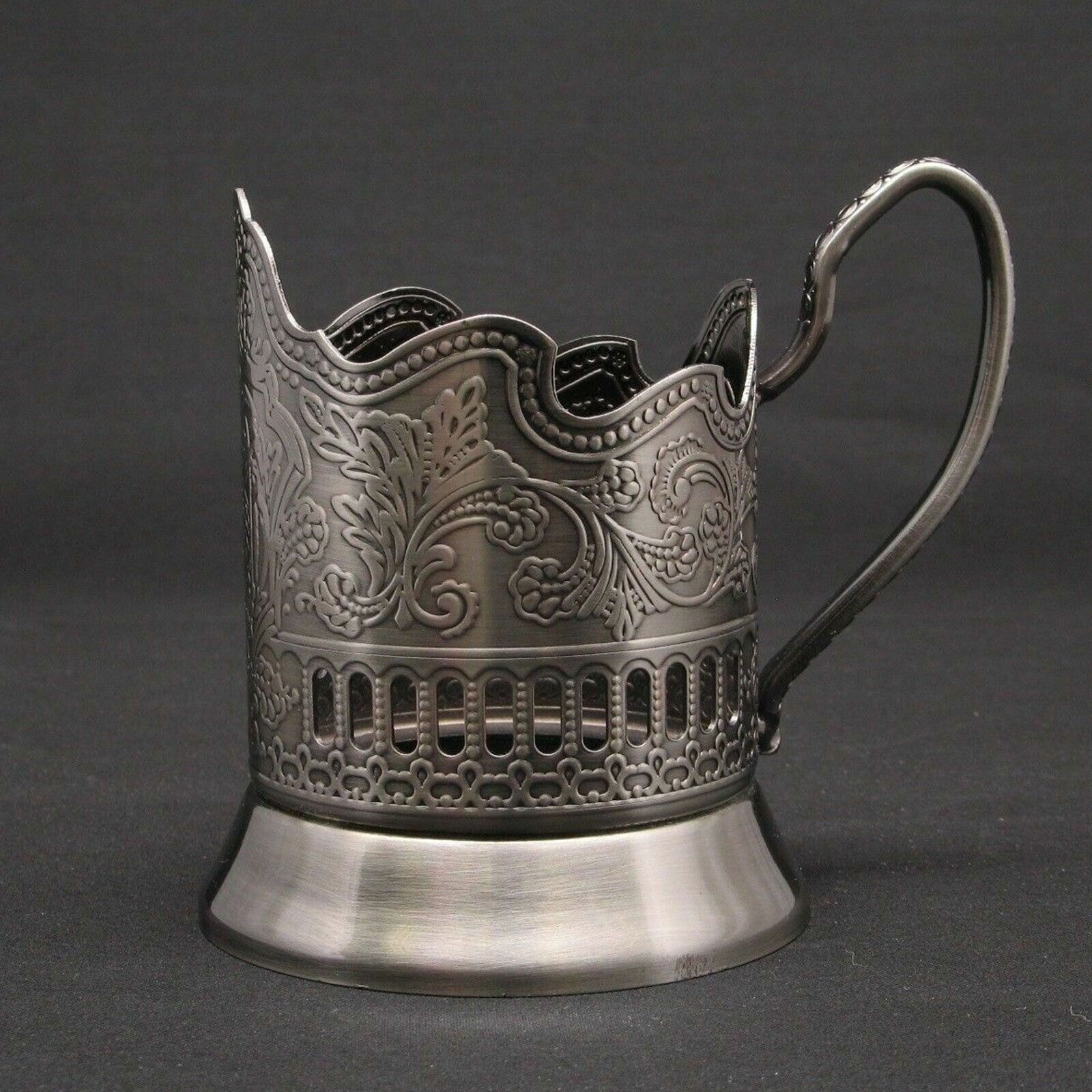 Russian Tea Glass Holder Podstakannik - Soviet / USSR Stainless Steel Drink ware