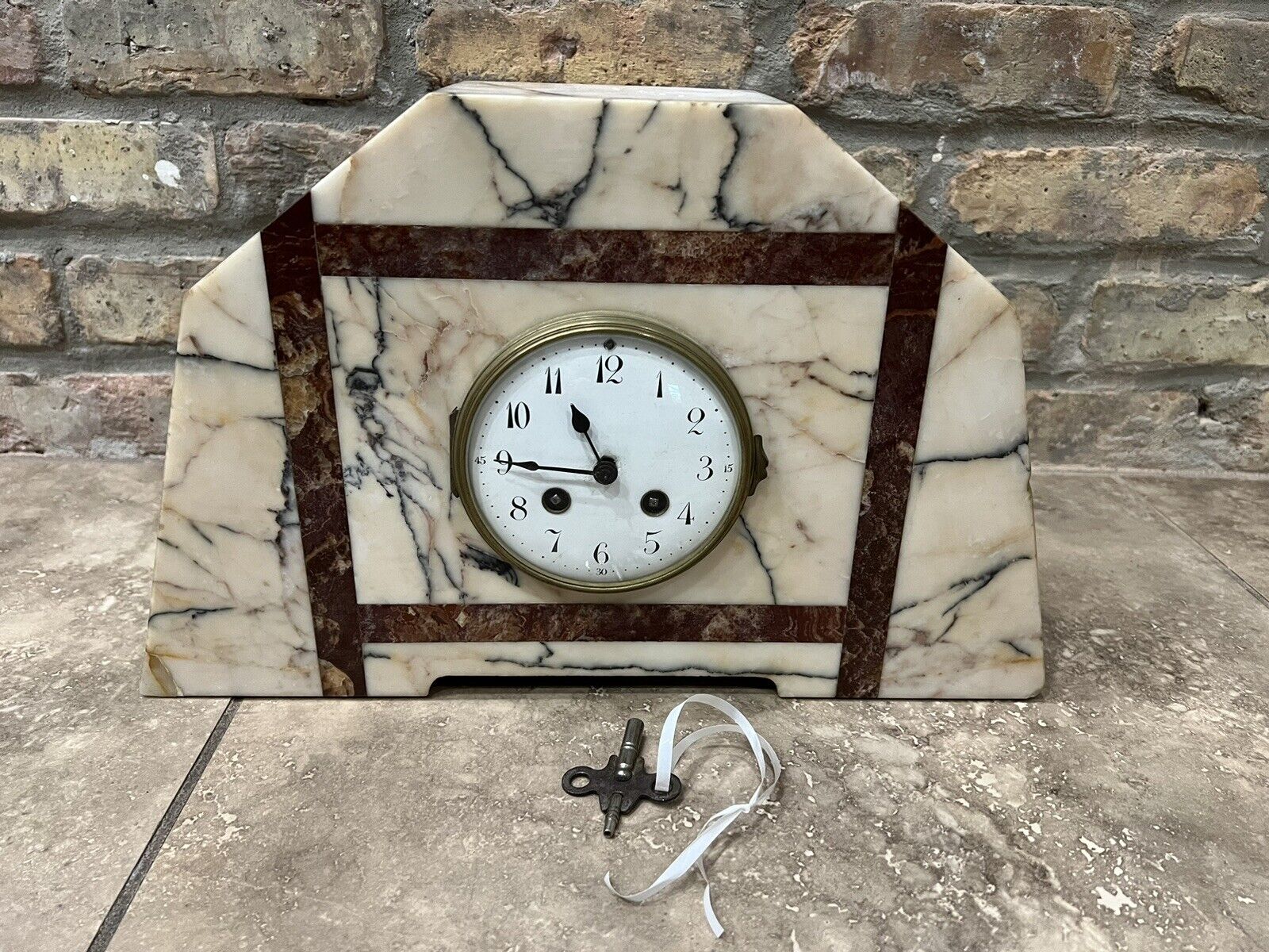 Antique Victorian French Japy Freres Onyx Mantel Clock 8-Day