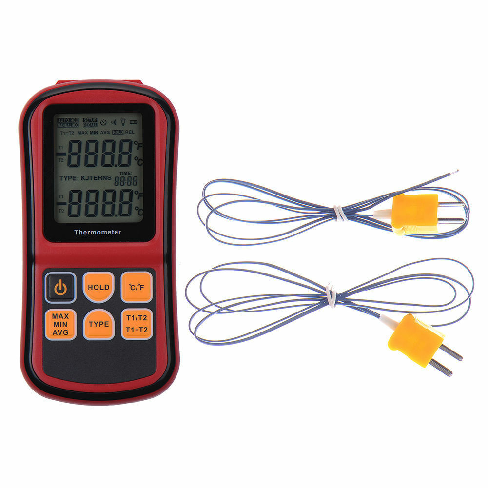 Digital Thermometer Dual Channel Input Thermocouple K J T E R N C/F Selection US