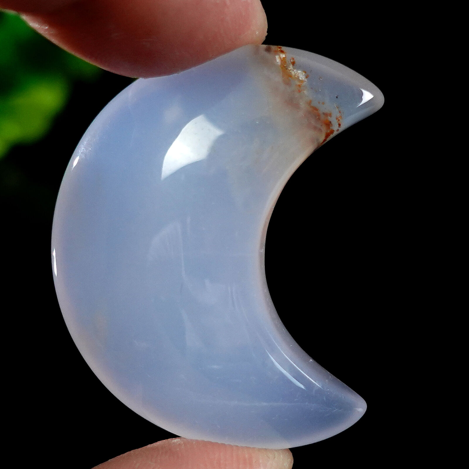 30/40mm Moon Hand Carved Chalcedony Agate Natural Crystal Quartz DIY Craft