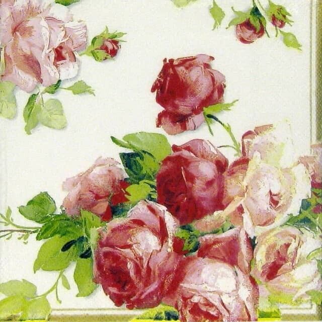 TWO Individual Napkins Roses Flowers Lunch for Decoupage (IHR 87)
