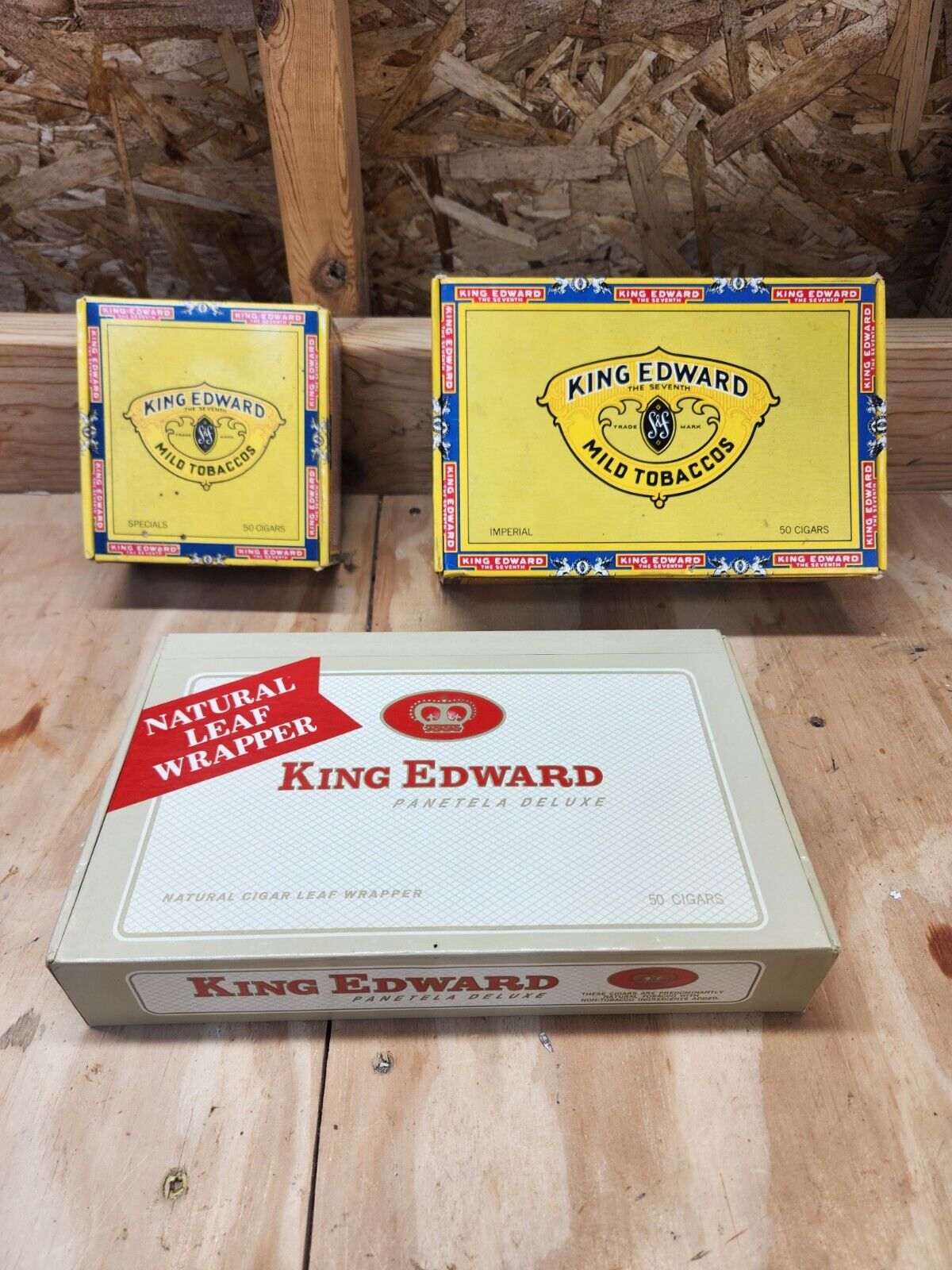 Set Of 3 Different Vintage King Edward Cigar Boxes