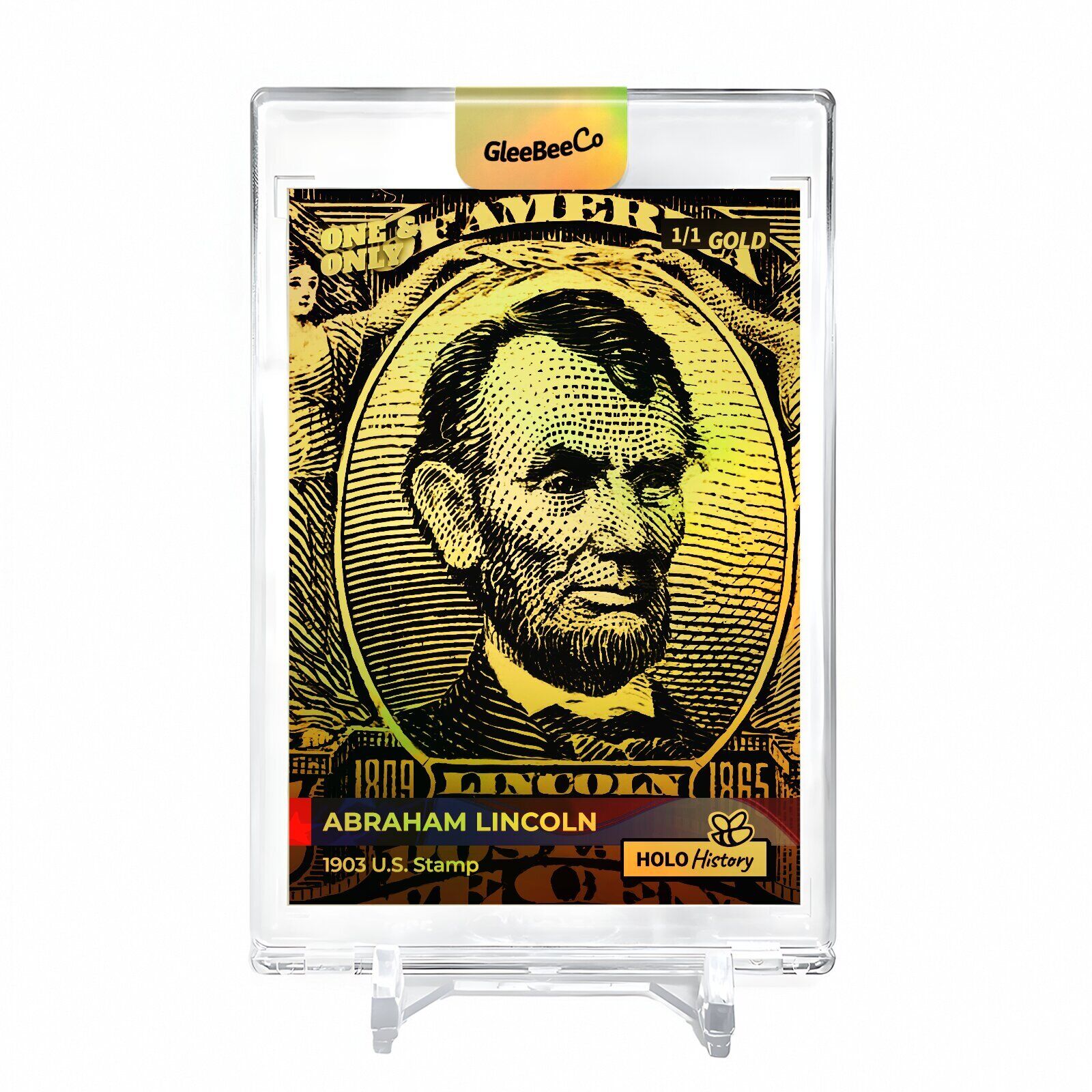ABRAHAM LINCOLN 1903 Stamp Card 2023 GleeBeeCo #A193-G Encased Holo GOLD 1/1