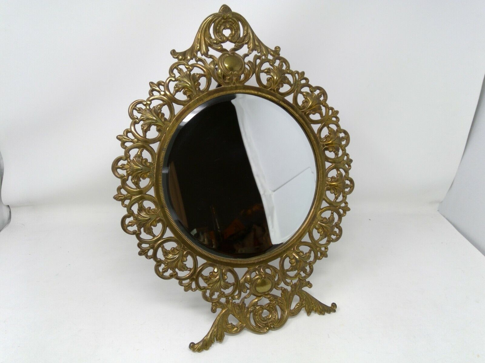 National Brass & Iron Works NB & IW Ornate Brass Vanity Mirror