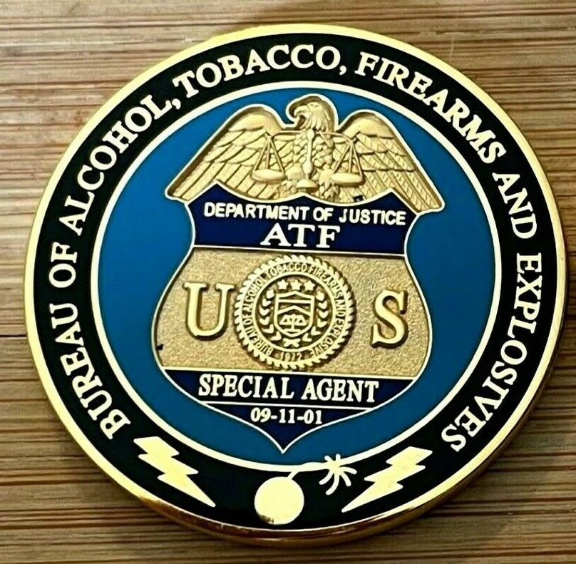 ATF - Alcohol Tobacco Firearms & Explosives ThirdGEN gold F PM challenge coin