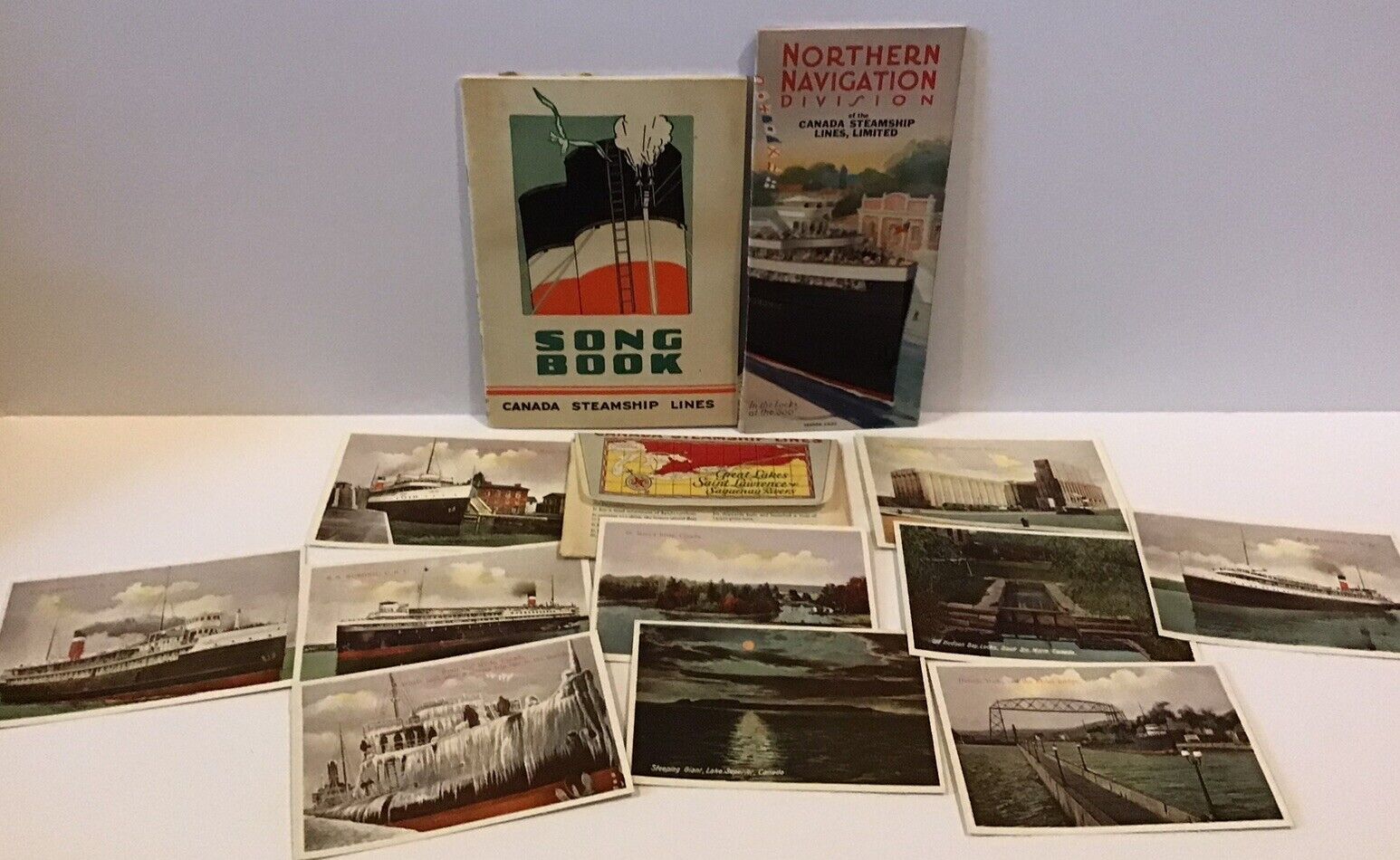 Canada Steamship Lines Lot of Souvenirs from 1932 Post Card Pk Song Book Info