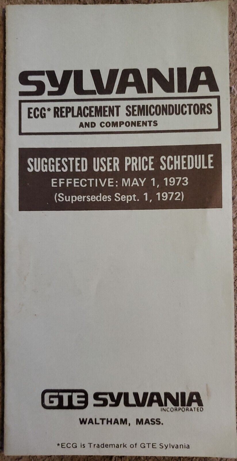 1973 Sylvania ECG Replacement Semiconductors Components Price  Brochure A15