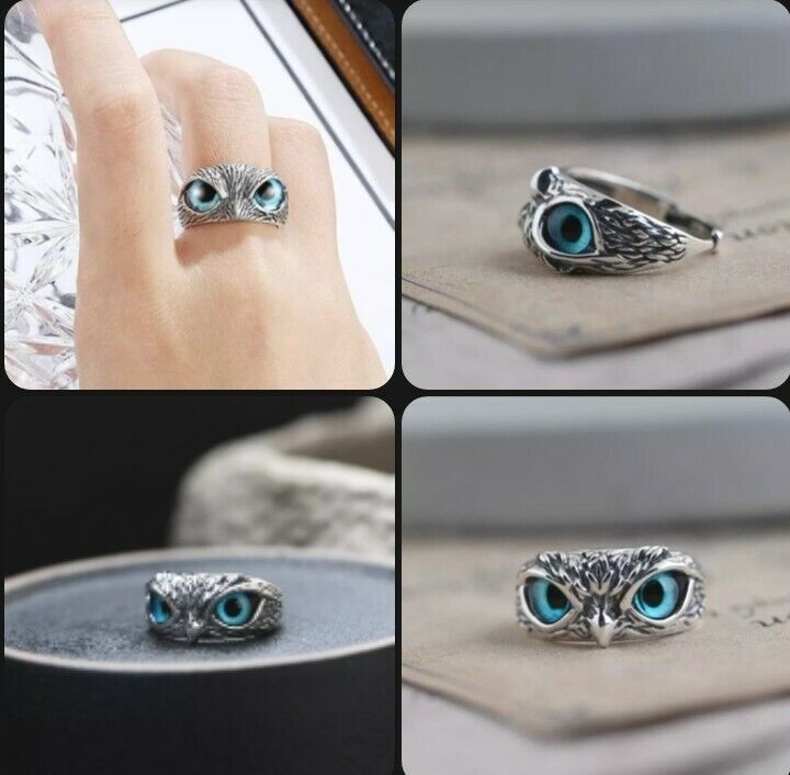 Women's Mens Fashion Jewelry Adjustable Owl Eyes Silver Color Simple 16-10