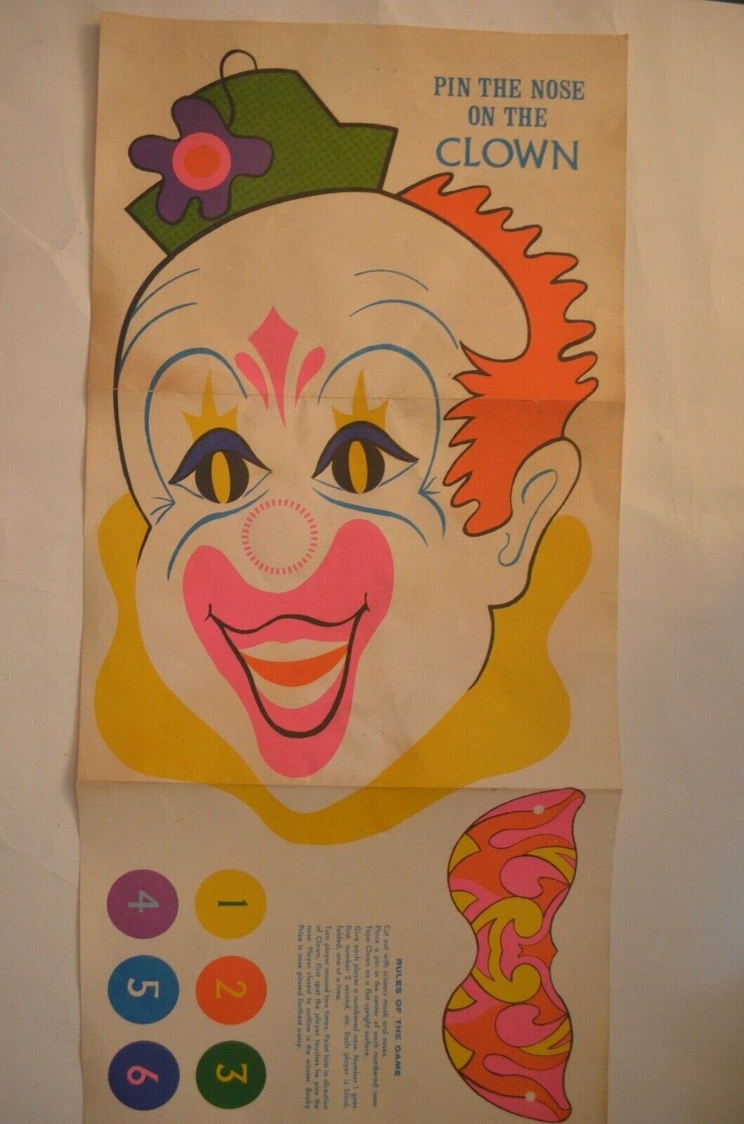 Vintage “Scary” Pin The Nose On The Clown Fold-Out Poster