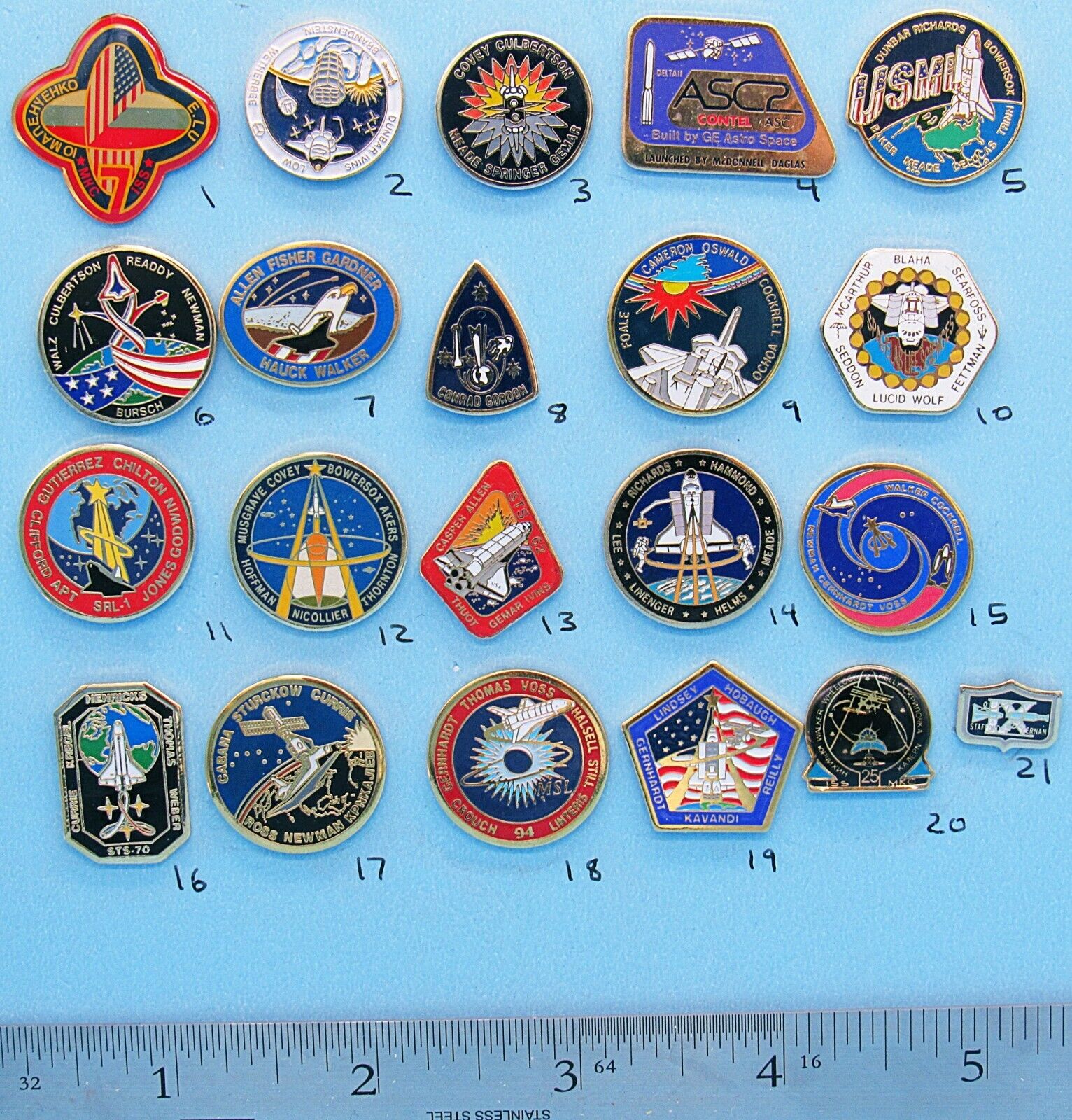 NASA enamel PIN lot of 21- vtg ISS SPACE station SHUTTLE Gemini - Group D