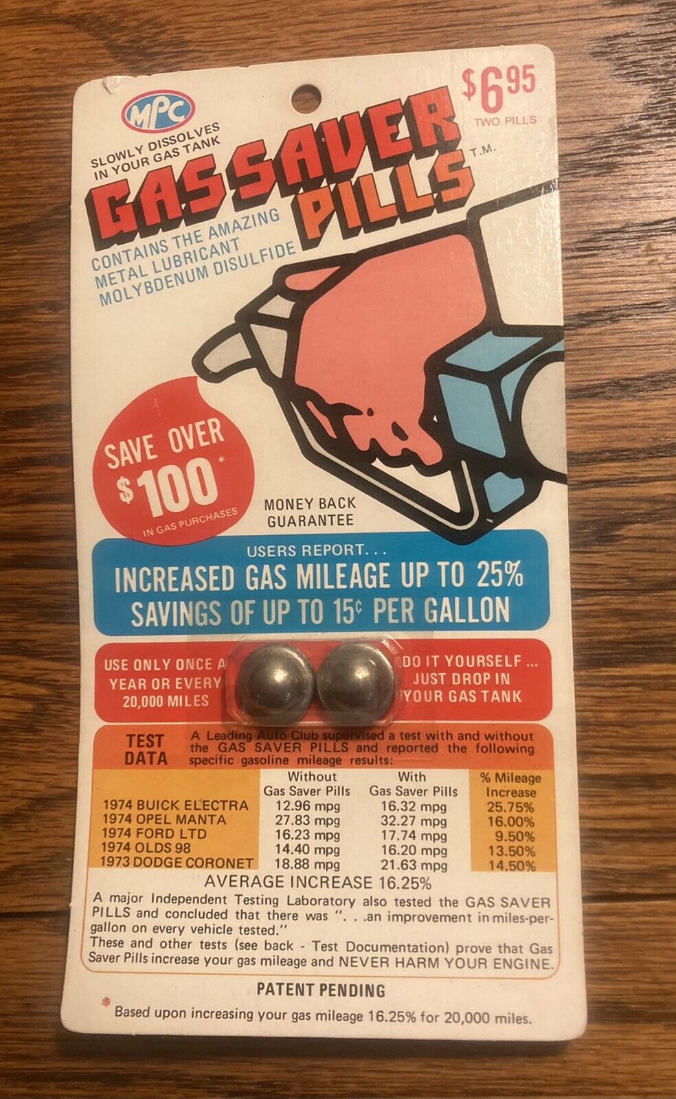 Rare 1975 MPC Gas Saver Pills For The Vintage Car Enthusiast. New In Package