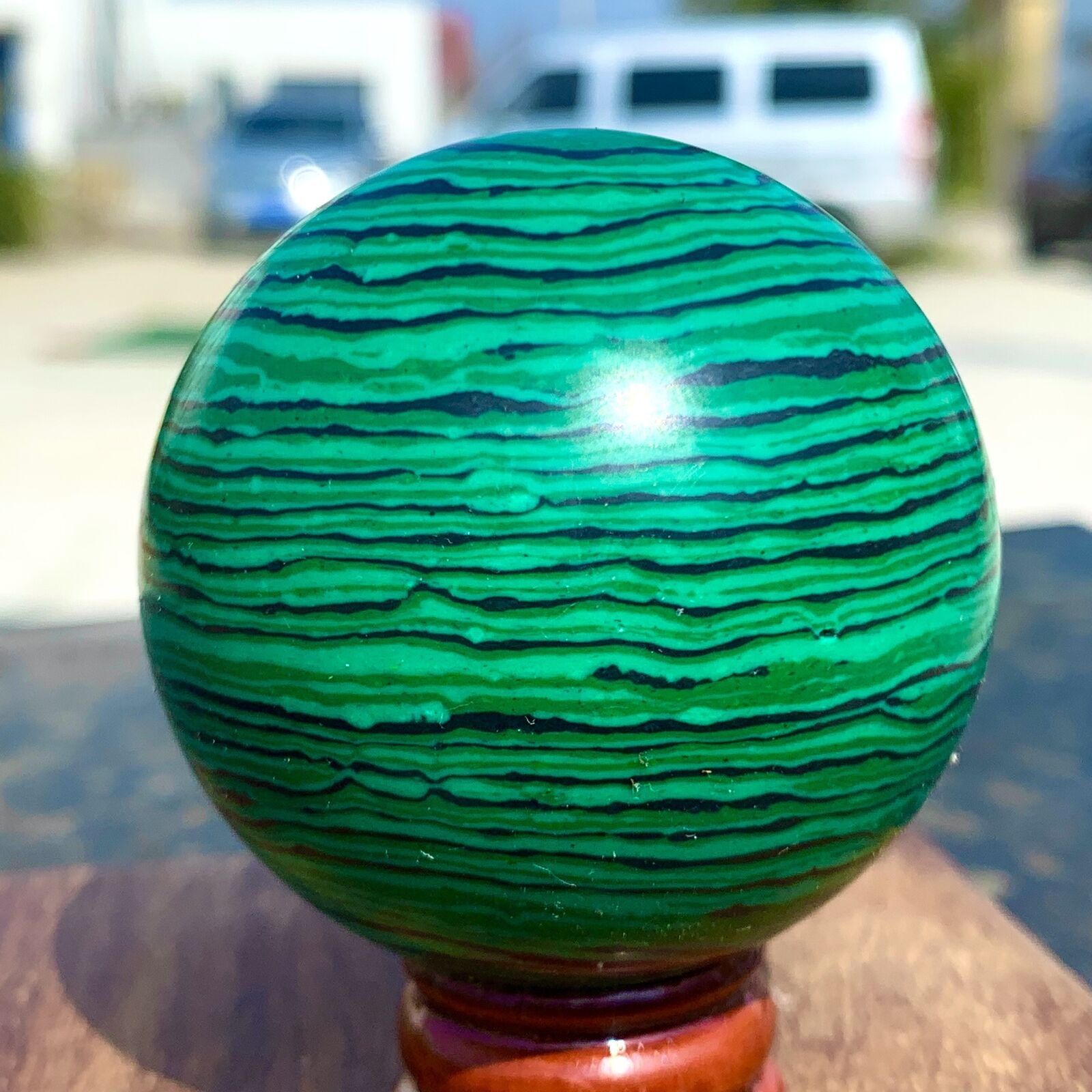 161g Beautiful Polished Malachite stripe Crystal Sphere Gemstone Reiki Healing