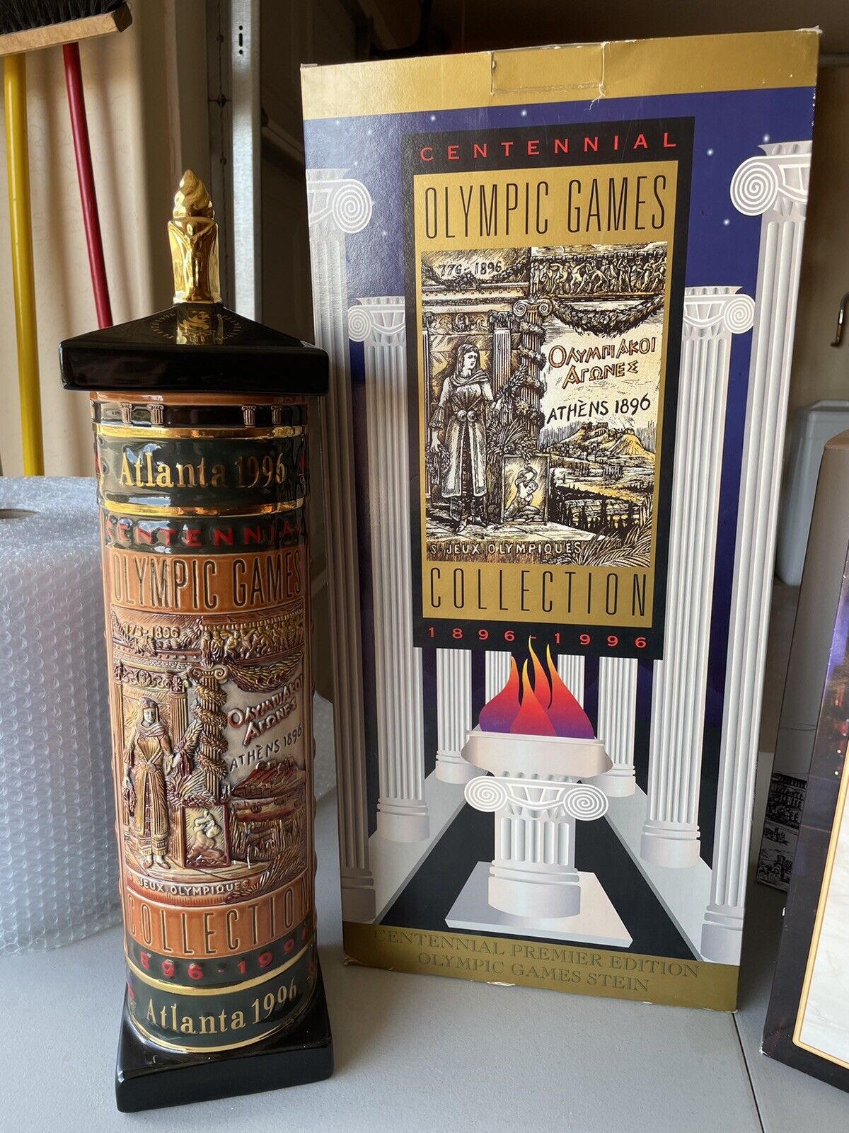 BUDWEISER ANHEUSER BUSCH 1996 OLYMPIC GAMES CENTENNIAL STEIN TALL BOXED