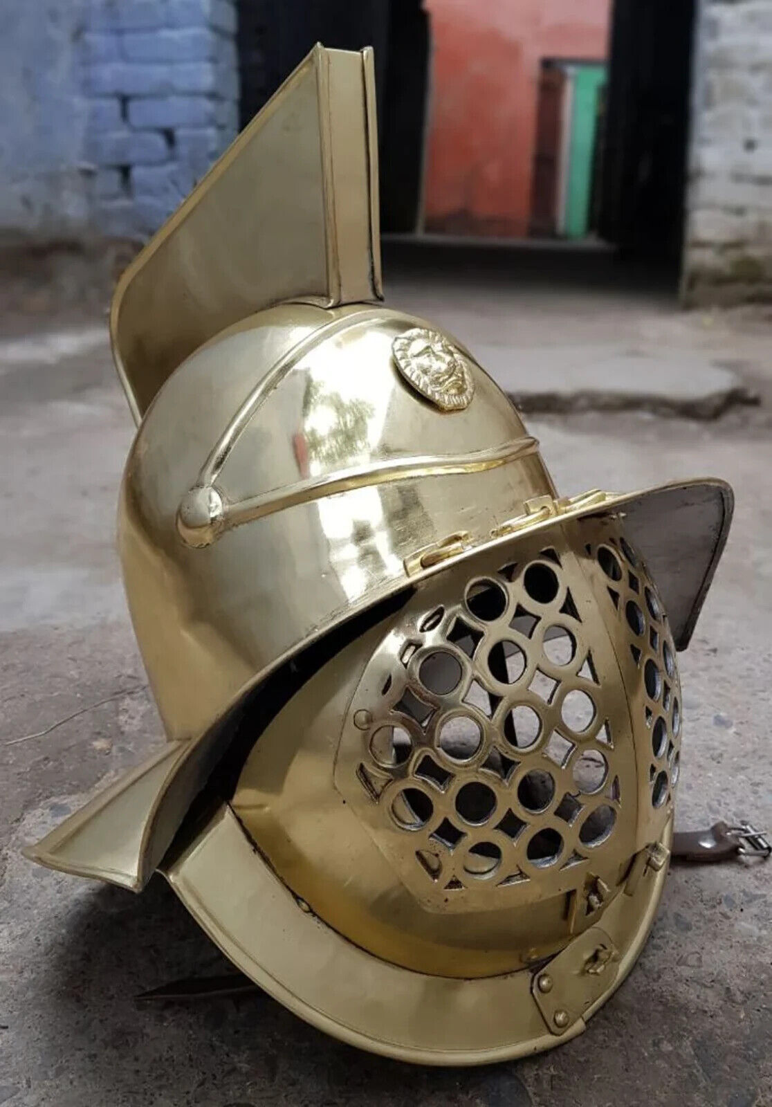 Medieval Murmillo Gladiator Helmet Brass Antique 18 Guage Steel