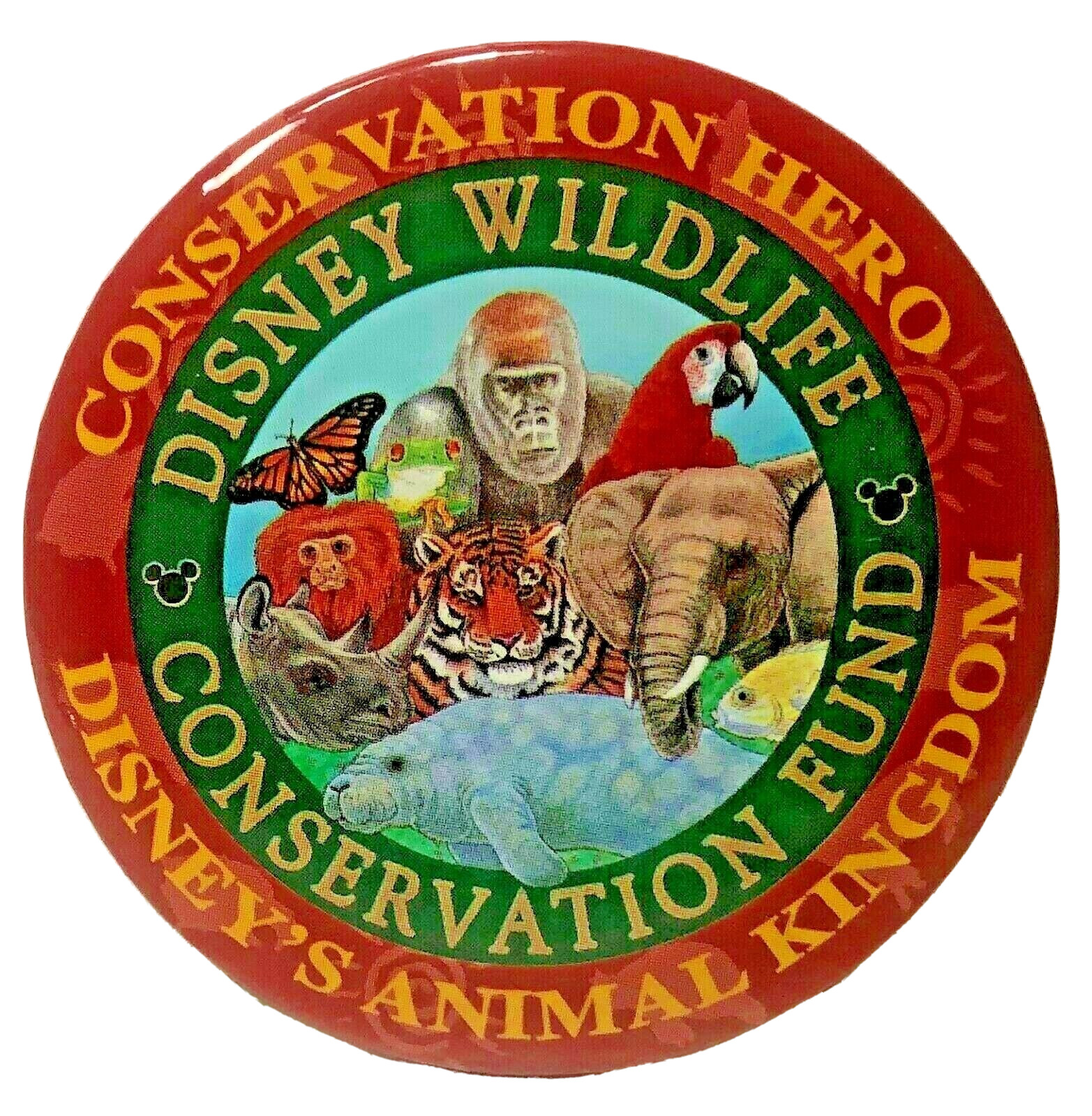 Walt Disney World WDW Animal Kingdom Wildlife CONSERVATION Hero FUND Button Pin