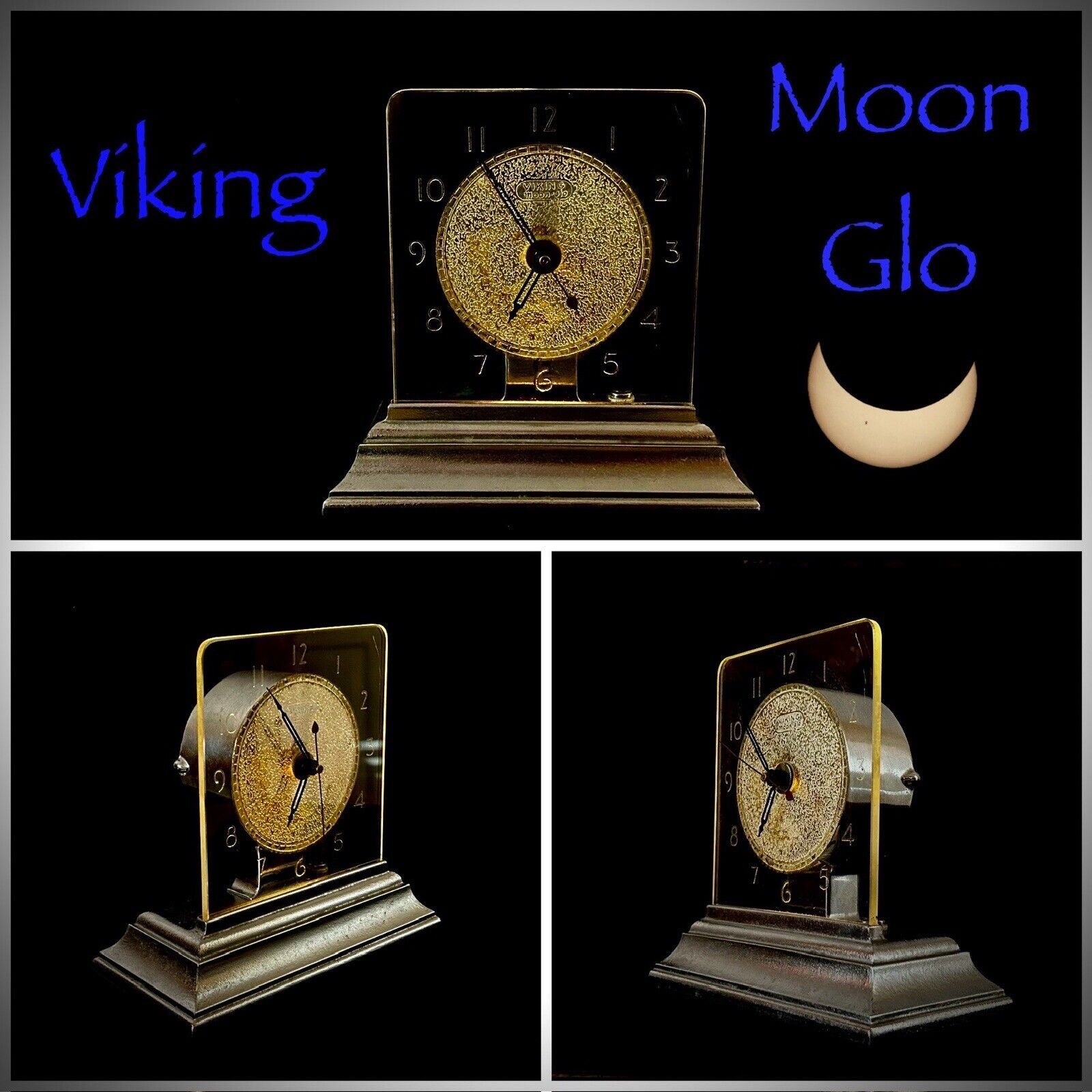 Viking Moon Glow Clock Lighted Art Deco Vintage 1934