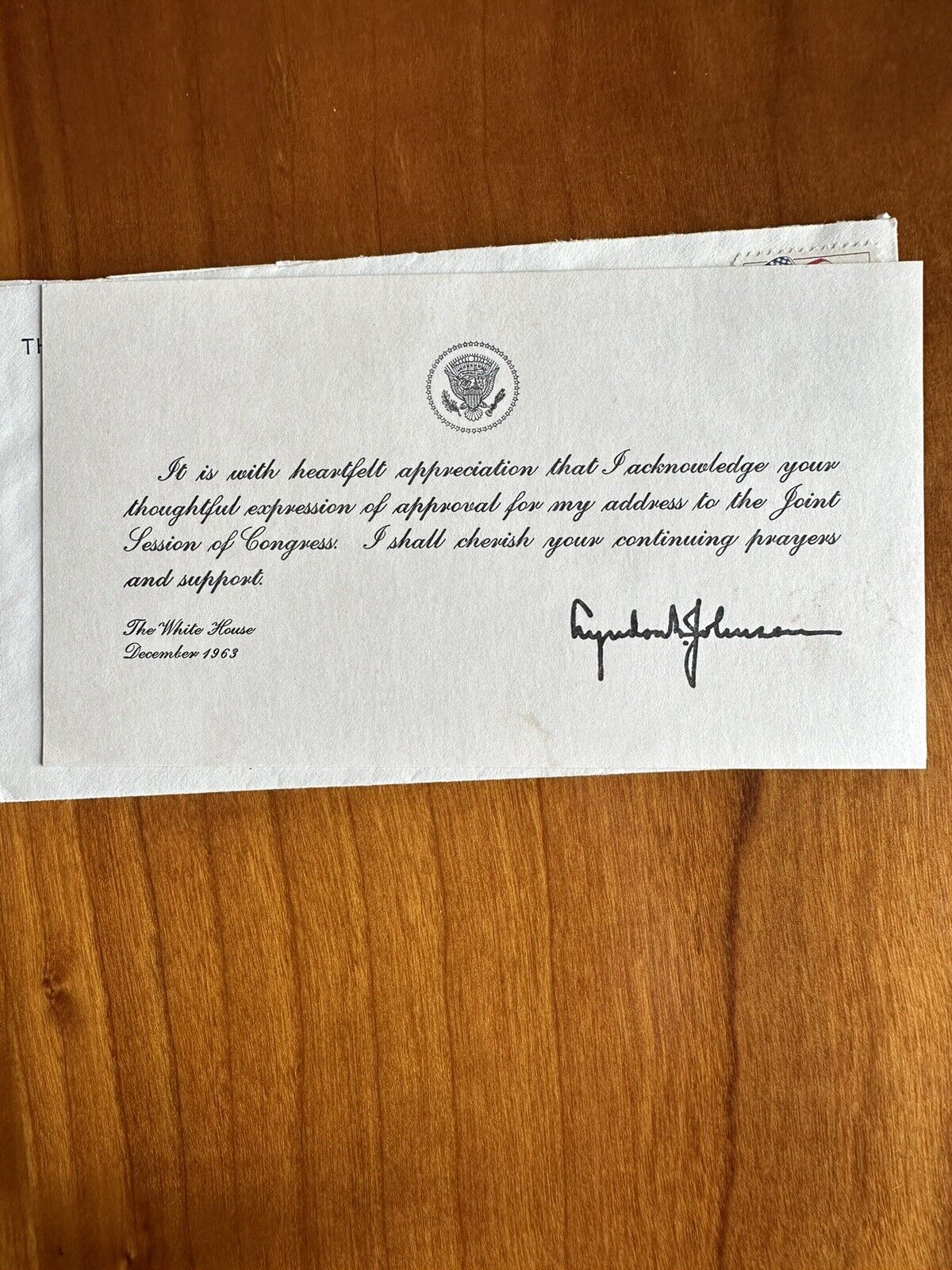 1963 The White House Lyndon B. Johnson Hand Signed Card With Envelope 💯 Authent