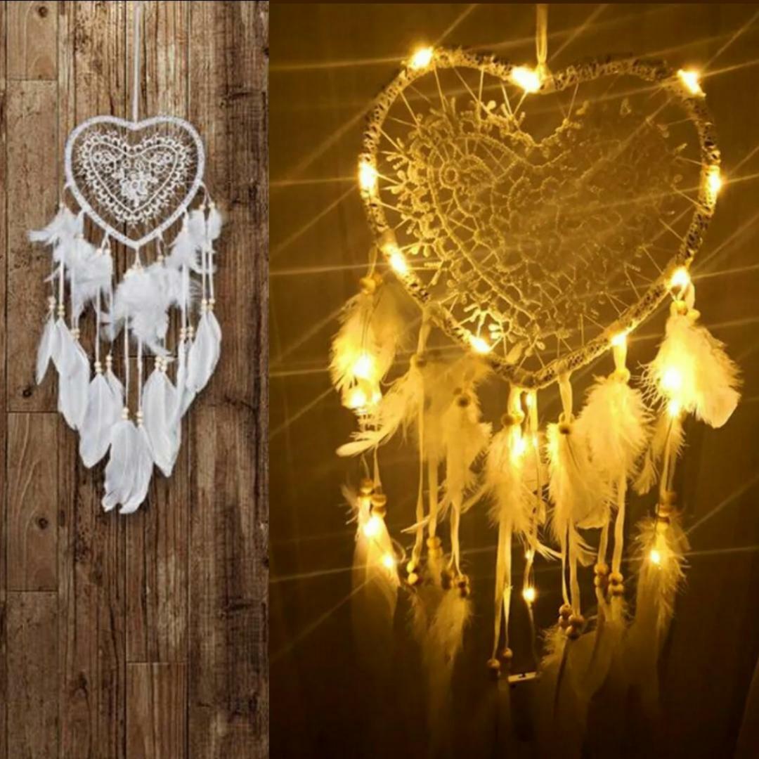 Dream Catcher LED Light Up Feather Hanging Decor Bedroom Background Dreamcatcher