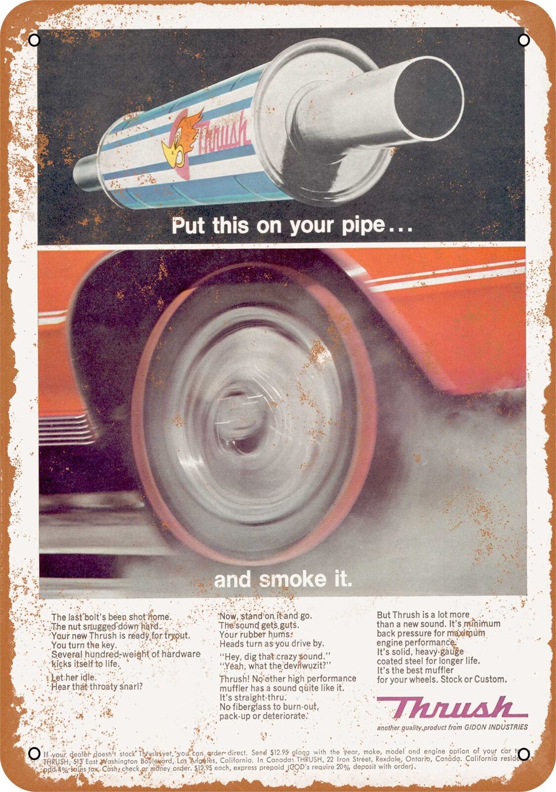 Metal Sign - 1967 Thrush Exhaust -- Vintage Look