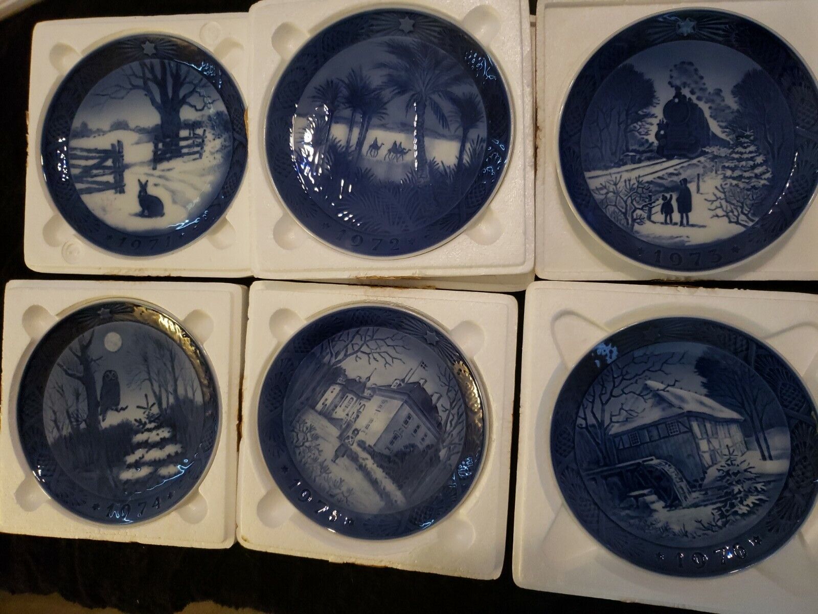 6 royal copenhagen 1971-1976 collectors plates