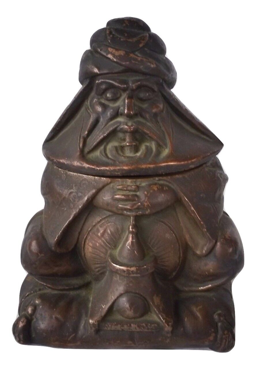 Antique KBW Kathodion Bronze Works Arab Man Tobacco Jar/ Cracker Jar, Very Rare