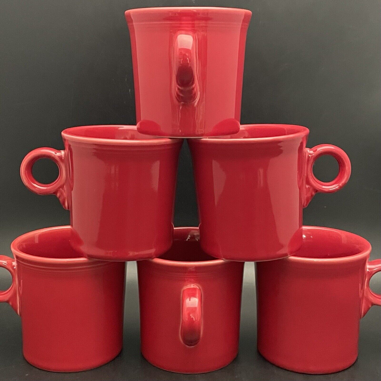 Fiesta HLC Scarlet Ring Handle Coffee Mug 6pc Set 2004-current USA 3.5”tall 10oz