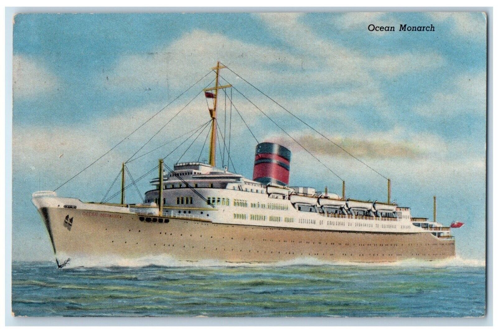 1951 Ocean Monarch Furness Bermuda Line Rooms Lounges Steamship Steamer Postcard